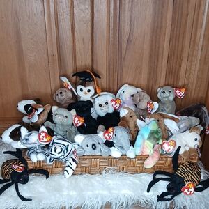 Ty Beanie Babies Plush Toy Collection - Black, White, Gray, Brown